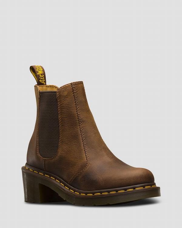 Dr Martens Dámské Boty Na Vysokém Podpatku Cadence Greenland Hnědé Zelene, CZ-418720